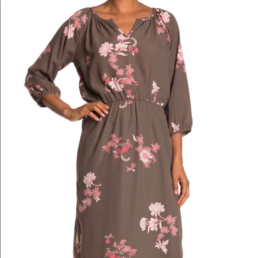 Romantic Floral Crepe Midi Dress - NEW